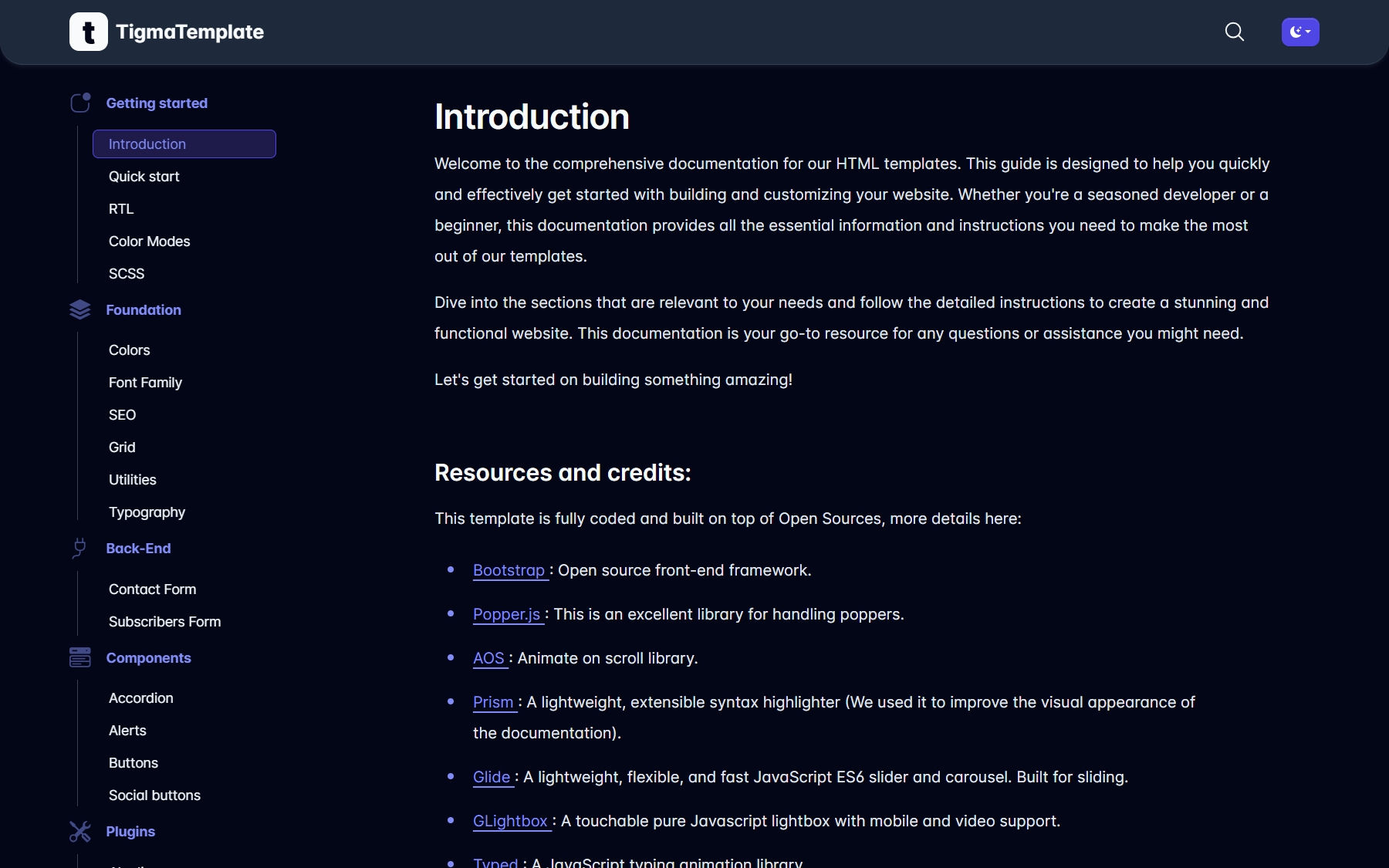 Html Template For Python Documentation TigmaTemplate Documentation - HTML Templates Guide