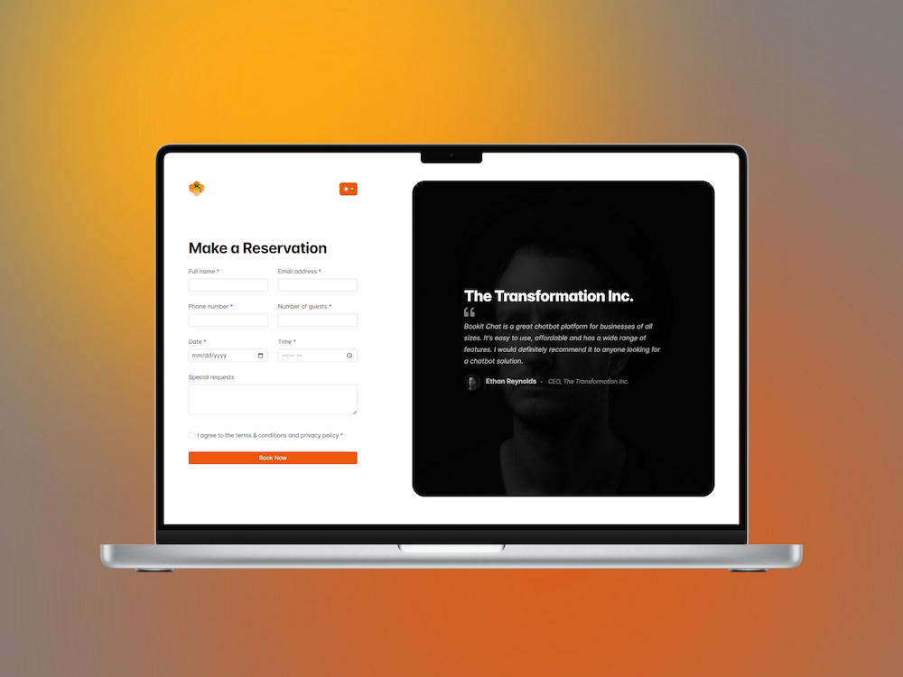 Bookit - Free HTML Booking Form Template: Live Preview