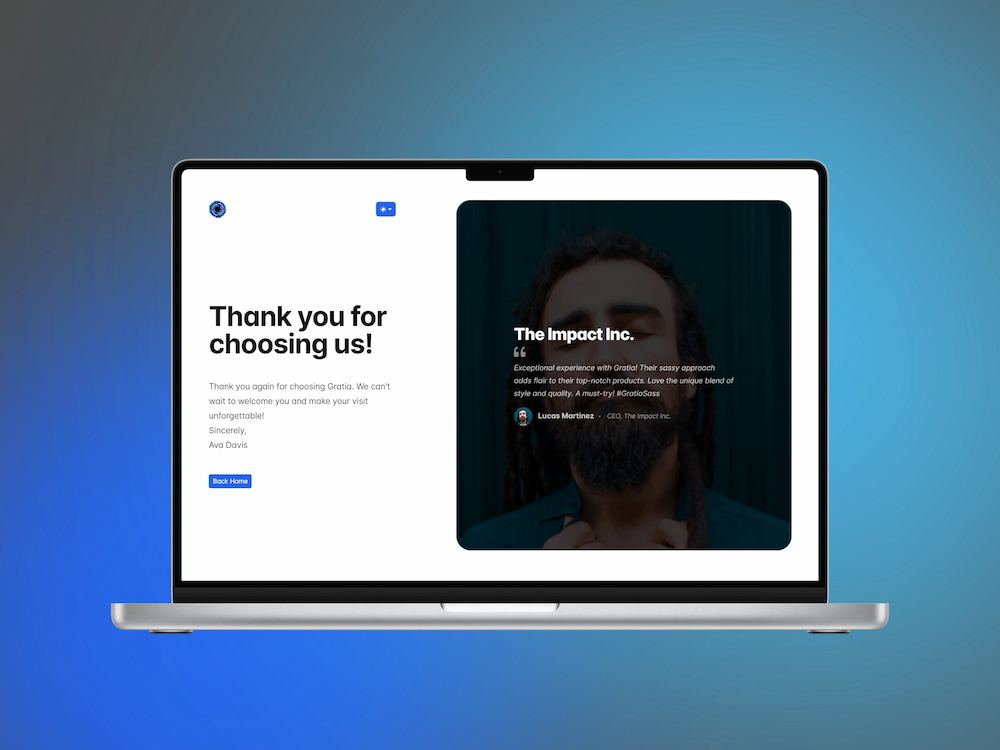 Gratia free html thank you page template live preview